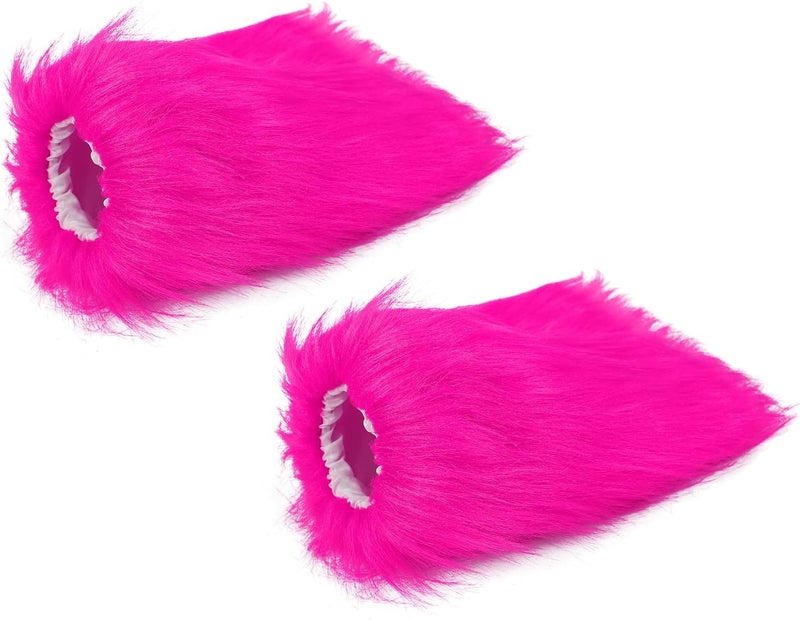 BXT Kids Girls Fuzzy Faux Fur Leg Warmers Boots Shoes Cuff Cover Winter Warm Furry Leg Socks for Halloween Costume Party Show - Image 4